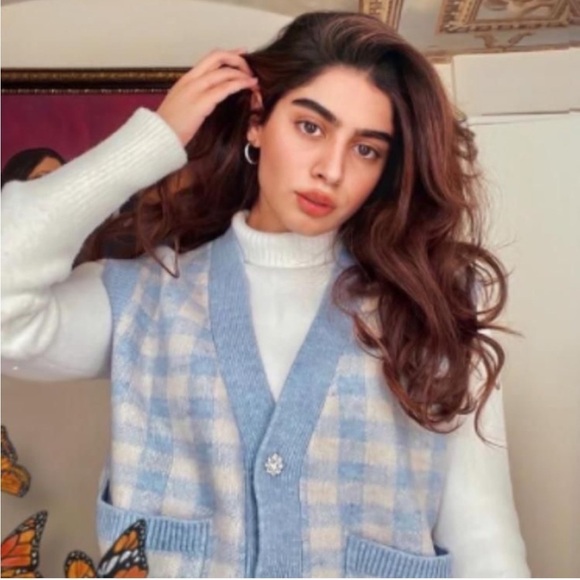 ZARA BLOGGER’S Favourite PLAID CHECK KNIT VEST With RHINESTONE BUTTONS S - Picture 6 of 16